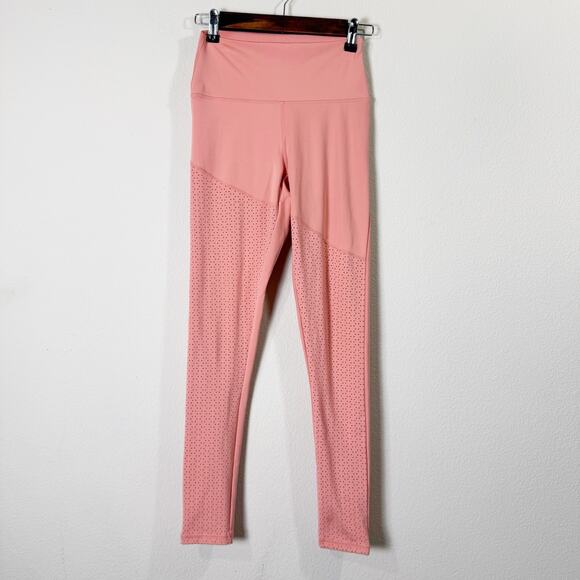 Buffbunny Collection Pants - buffbunny | peach lazer cut high waisted perforated women's leggings sz M